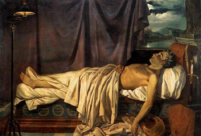 Joseph Denis Odevaere Lord Byron on his Death-bed Norge oil painting art